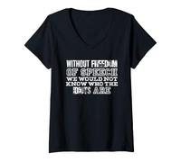 Women's Freedom of Speech Idiots Sarcastic Expression V-Neck T-Shirt
