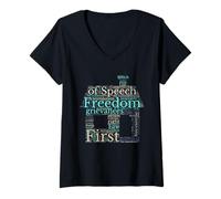Womens Freedom of Speech Word Cloud-Liberty Free Expression V-Neck T-Shirt