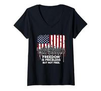 Womens Freedom Priceless Veteran Patriotic U.S Army Veteran Shirt V-Neck T-Shirt