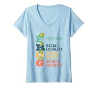 Womens Freedom Racial Equality Human Rights Gender Equality V-Neck T-Shirt