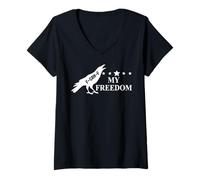 Womens Freedom Sign That Says Freedom Fuck Fascism Resist Protest V-Neck T-Shirt
