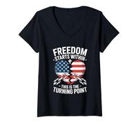 Womens Freedom Starts Within This is The Turning Point V-Neck T-Shirt
