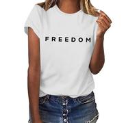 Women's Freedom T-Shirt - America Freedom White Tshirt Political Top Statement Tee Patriotic, Memory of Charlie Kirk (UK, Alpha, S, Regular, Regular, White)