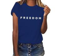 Women's Freedom T-Shirt - America Freedom White Tshirt Political Top Statement Tee Patriotic, Memory of Charlie Kirk (UK, Alpha, S, Regular, Regular, Blue)