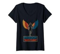 Womens Freedom Takes Flight Running Spirit V-Neck T-Shirt