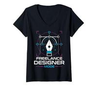 Women's Freelance Designer Mode On Tech Graphic Design V-Neck T-Shirt