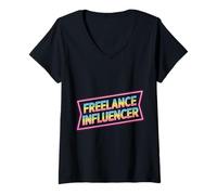 Womens Freelance Influencer Content Creator Vlogger |- V-Neck T-Shirt
