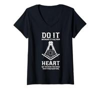 Women's Freemason Heart Quote Give Without Return Freemasonry Design V-Neck T-Shirt