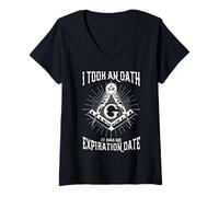 Women's Freemason Oath Quote No Expiration Date Design Freemasonry V-Neck T-Shirt
