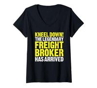 Women's Freight Broker Kneel Down V-Neck T-Shirt