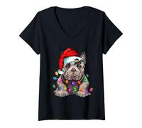 Womens French Bulldog Christmas Tree Lights, The Soul Keeper V-Neck T-Shirt