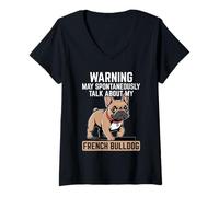 Womens French Bulldog Dog V-Neck T-Shirt