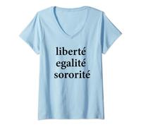 Womens French Feminist Liberté Egalité Sororité Woman Rights Tee V-Neck T-Shirt