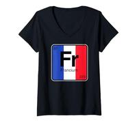 Women's French Flag Chemical Element Francium Chemistry Science Cool V-Neck T-Shirt