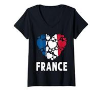Womens French Flag Heart Idea for Kids & France Flag Heritage V-Neck T-Shirt