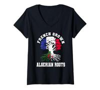 Womens French Grown Algerian Roots France Algeria Heritage V-Neck T-Shirt
