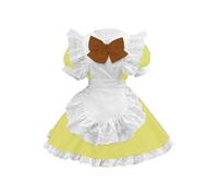 Womens French Maid Costume Cosplay Apron Maid Fancy Dress Costume Cute Lolita Princess Dress Plus Size Bowknot Short Sleeve Festival Swing Dress Anime Maid Dress Medieval Retro Party Dress Yellow