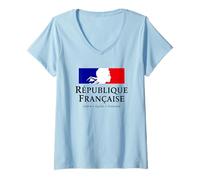 Womens French Republic Marianne Liberty Equality Fraternity Stack V-Neck T-Shirt
