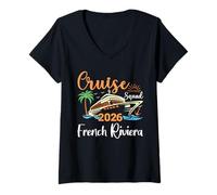 Womens French Riviera Cruise Squad 2026 Family Holiday Matching V-Neck T-Shirt