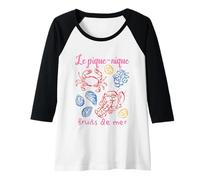 Womens French Seafood Picnic Shirt Le Pique-Nique Fruits de Mer Raglan Baseball Tee