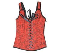 Women's French Victorian Style Corset Top - Brocade Jacquard Bustier With Front & Back Lacing, Side Zipper For Adjustable Fit, Elegant Wearable Outerwear(Black Red,xx_l)