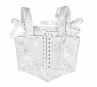 Women's French Vintage Corset Top - Brocade Jacquard Bustier With Back Lacing & Boning, Adjustable Waist Trainer For Retro Style Daily Wear(White,xx_l)