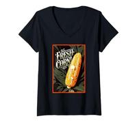 Womens Fresh Corn on The Cob V-Neck T-Shirt