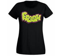 Womens Fresh Graffiti Spray Prince Style T-Shirt Black UK 16-18 (Plus Size XL)