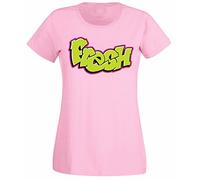 Womens Fresh Graffiti Spray Prince Style T-Shirt Pink UK 16-18 (Plus Size XL)