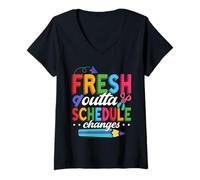 Women's Fresh Outta Schedule Changes Teacher School Counselor V-Neck T-Shirt