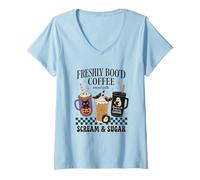 Womens Freshly Boo'd Coffee Scream & Sugar V-Neck T-Shirt