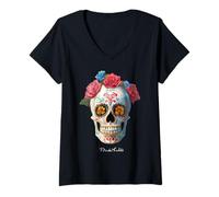 Womens Frida Kahlo - Day of the Dead, November 1st V-Neck T-Shirt