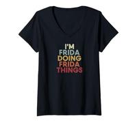 Women's Frida Name Frida Personalized Name First Given V-Neck T-Shirt