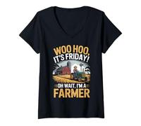 Womens Friday Oh Wait Agriculture Farm Rancher Farming Farmer V-Neck T-Shirt