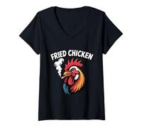 Womens Fried Chicken 420 Weed Meme Stoner Smoking Cannabis V-Neck T-Shirt