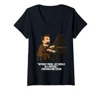 Womens Friedrich Nietzsche Music University Philosophy Major Gift V-Neck T-Shirt