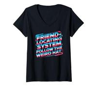 Women's Friend LOCATING System Follow The Weird HAT V-Neck T-Shirt