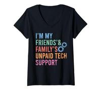 Womens Friends and Family's Technical Support Guy Funny IT V-Neck T-Shirt