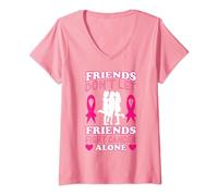 Womens Friends Don't Let Friends Fight Cancer Alone Breast Cancer V-Neck T-Shirt