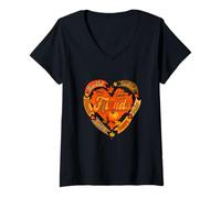 Womens Friends Thankful Grateful Proud Blessed Thanksgiving Heart V-Neck T-Shirt