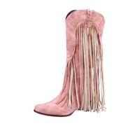 Women's Fringe Cowboy Boots, Suede Western Ankle Boots with Heart Embroidery, Pointed Toe Low Heel Short Boots for Daily Wear, Party, Casual Outfits, British Style Fashion Footwear
