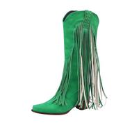 Women's Fringe Cowboy Boots, Suede Western Ankle Boots with Heart Embroidery, Pointed Toe Low Heel Short Boots for Daily Wear, Party, Casual Outfits, British Style Fashion Footwear