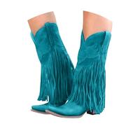 Women's Fringe Cowboy Boots, Suede Western Ankle Boots with Heart Embroidery, Pointed Toe Low Heel Short Boots for Daily Wear, Party, Casual Outfits, British Style Fashion Footwear