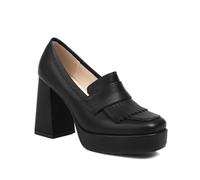Women's Fringe Platform Loafers Tassel Slip On Chunky Block Heel Shoes | Tassel Detail, High Block Heel, Slip-On Style, Multiple Colours, Platform Sole