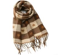 Women's Fringed Plaid Scarf Soft Check Print Shawl Warm Winter Wrap | Soft Cashmere-like Polyester, Love Check Pattern, Lightweight For Travel, for versatile Winter Accessory