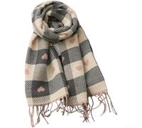 Women's Fringed Plaid Scarf Soft Check Print Shawl Warm Winter Wrap | Soft Cashmere-like Polyester, Love Check Pattern, Lightweight For Travel, for versatile Winter Accessory