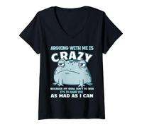 Womens Frog Arguing With Me Is Crazy Because My Goal Isn't To Win V-Neck T-Shirt