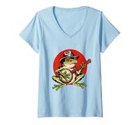 Womens Frog Banjo Tattoo Flash Vintage Classic American Tattoos V-Neck T-Shirt
