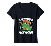 Womens Frog Catcher Bug Watcher Partnered With Catcher Frog V-Neck T-Shirt