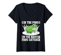 Womens Frog Catcher in The Pond Master Catcher Frog V-Neck T-Shirt